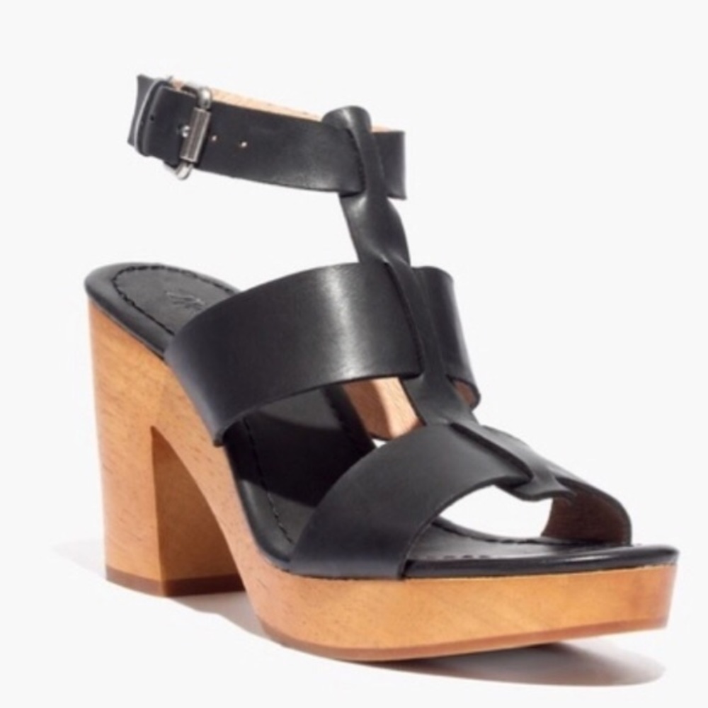 MADEWELL BLACK ANKLE STRAP SANDALS